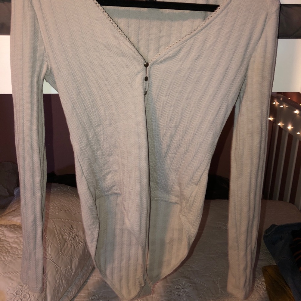 Long sleeve gray bodysuit